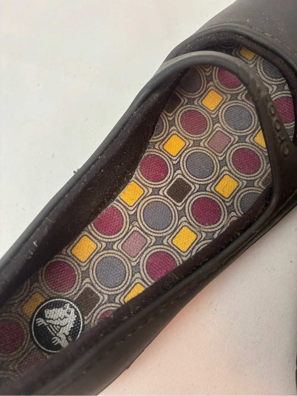 Crocs Crocband Black Mary Jane Flats Slip On Shoes Women 9 Fabric Lined Comfort